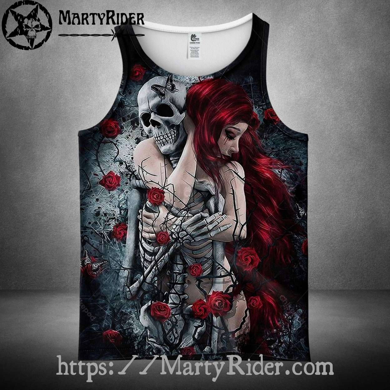 Skeleton Rose Embrace Harley Davidson Tank Top Style Skeleton Rose Embrace Harley Davidson Tank Top Style