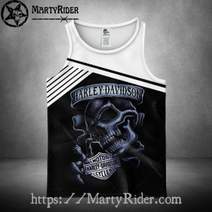 Smoky Skull Stripe Harley Davidson Tank Top Design