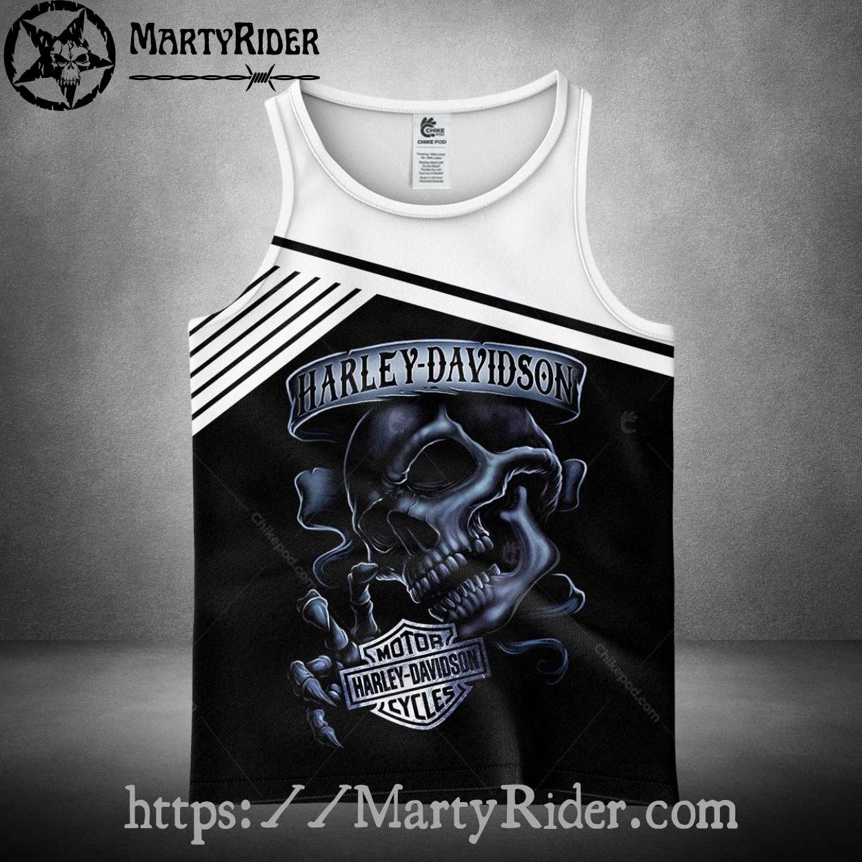 Smoky Skull Stripe Harley Davidson Tank Top Design Smoky Skull Stripe Harley Davidson Tank Top Design