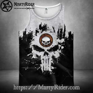 Splatter Skull Grunge Harley Davidson Tank Top Style